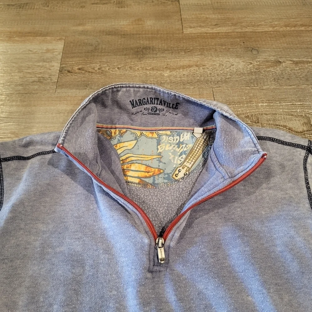 Margaritaville Casual Quarter Zip Pullover Lightweight Sweatshirt Mens Medium